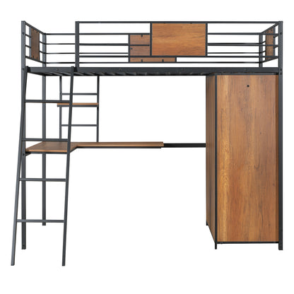 Twin Loft Bed with Desk Black