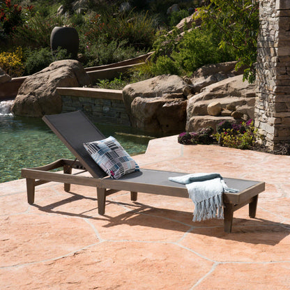 Summerland Outdoor Mesh Chaise Lounge – Dark Grey