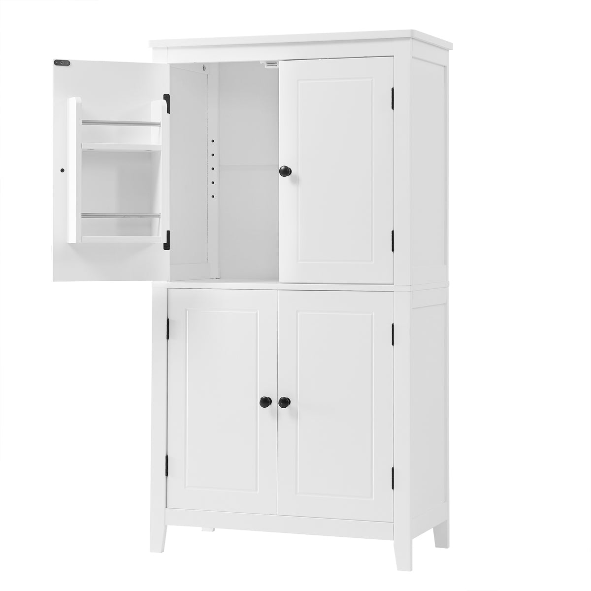 White Bathroom Floor Cabinet Adjustable Shelf