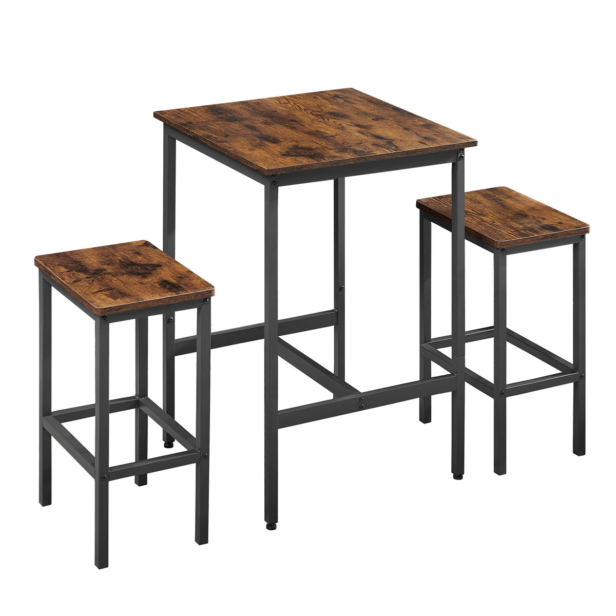 Rustic Bar Table Set with Chairs Brown