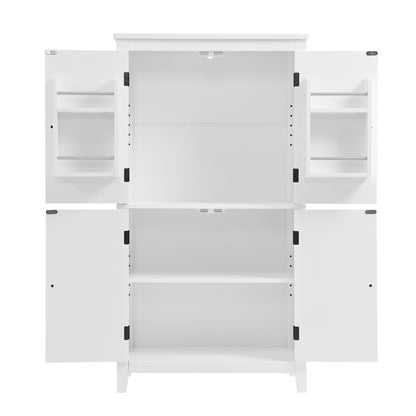 White Bathroom Floor Cabinet Adjustable Shelf