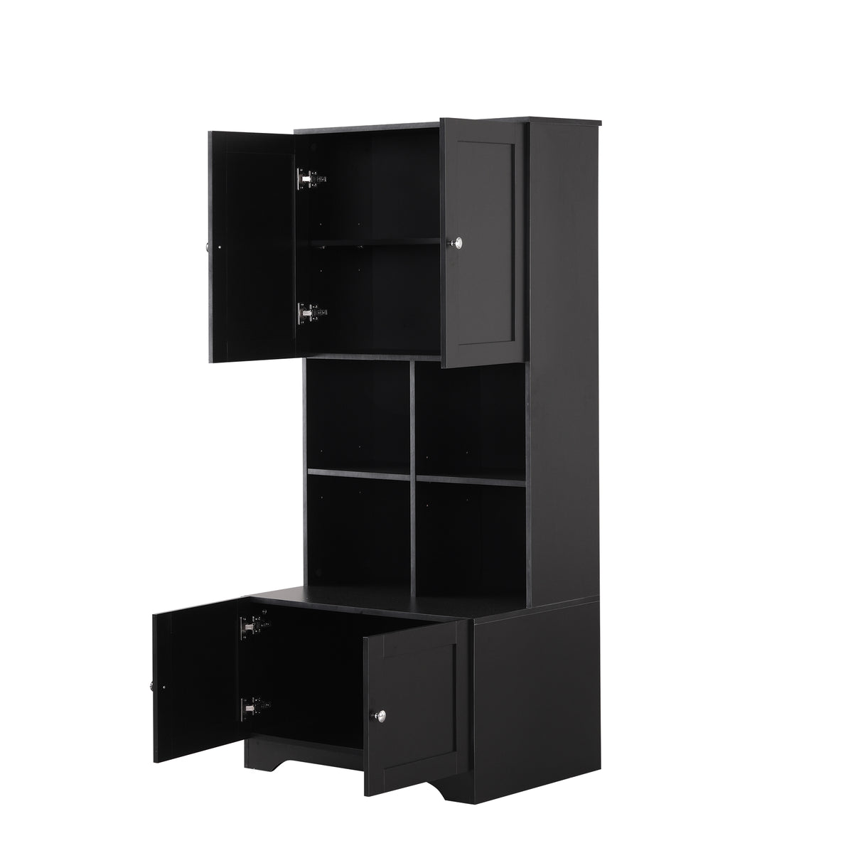 4-Door Bathroom Storage Cabinet Black Finish
