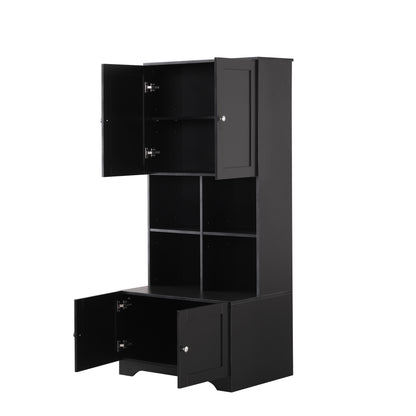 4-Door Bathroom Storage Cabinet Black Finish