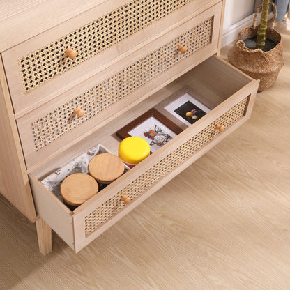 Rattan 3-Drawer Storage Cabinet Natural
