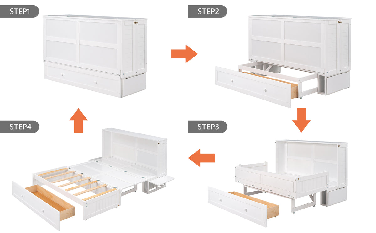 Queen Murphy Bed White