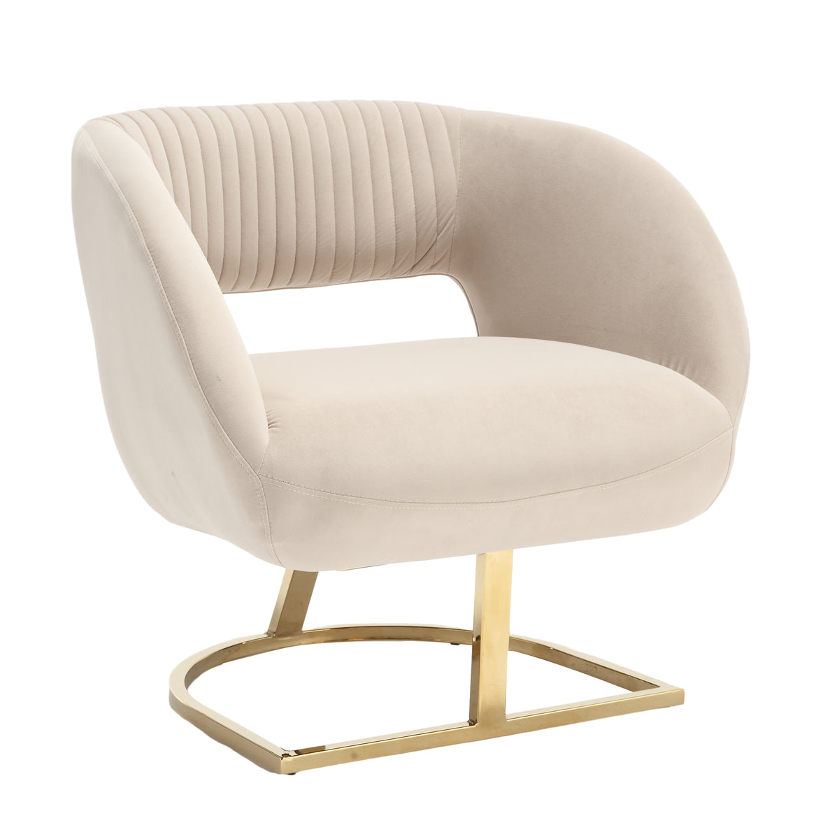 Tufted Accent Chair with Metal Frame Beige