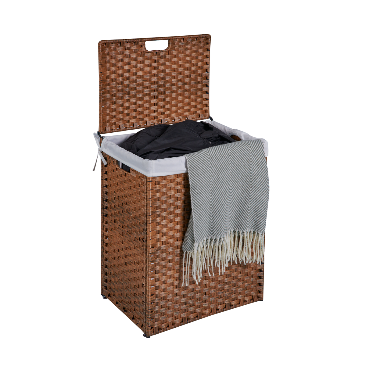 Brown Laundry Hamper with Lid and 2 Removable Bags