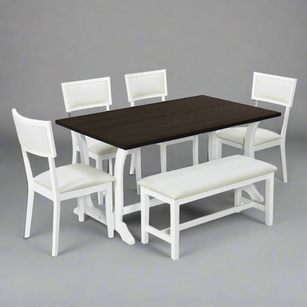 Topmax Farmhouse Dining Set (6 pcs) – White