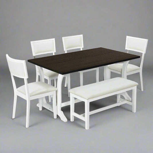 Topmax Farmhouse Dining Set (6 pcs) – White