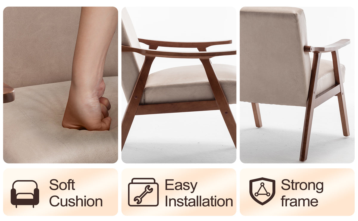 Oakwood Accent Armchair – Beige Linen