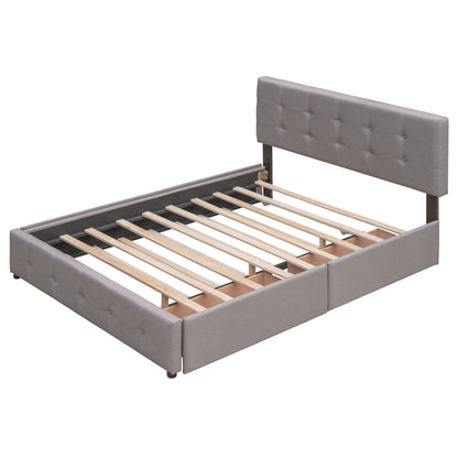 Upholstered Platform Bed Queen Light Gray