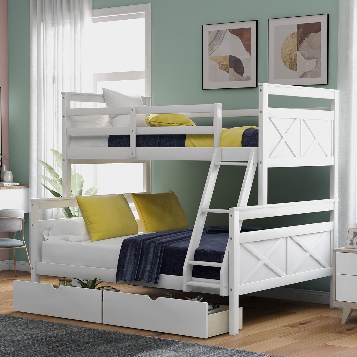 Full Bunk Bed White
