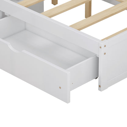 Multi-Functional Full Platform Bed with Drawers White