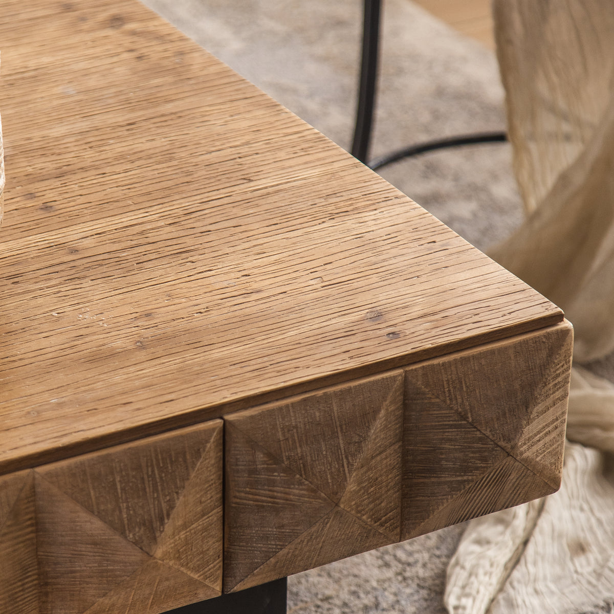 Retro Coffee Table with Drawers and Marble Top