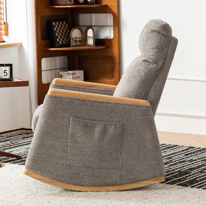 Rocking Chair with Footrest Black Rubber Wood