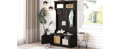 Hall Tree with Drawers and Hooks Black