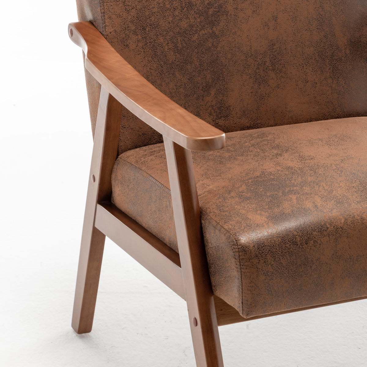Medieval Wood Accent Chair with Thick Backrest