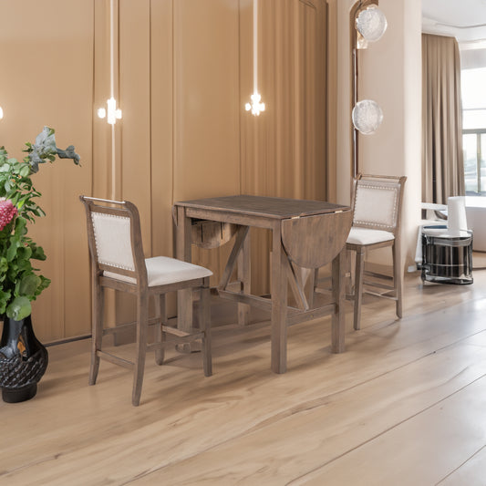 3-Piece Counter Dining Set Brown