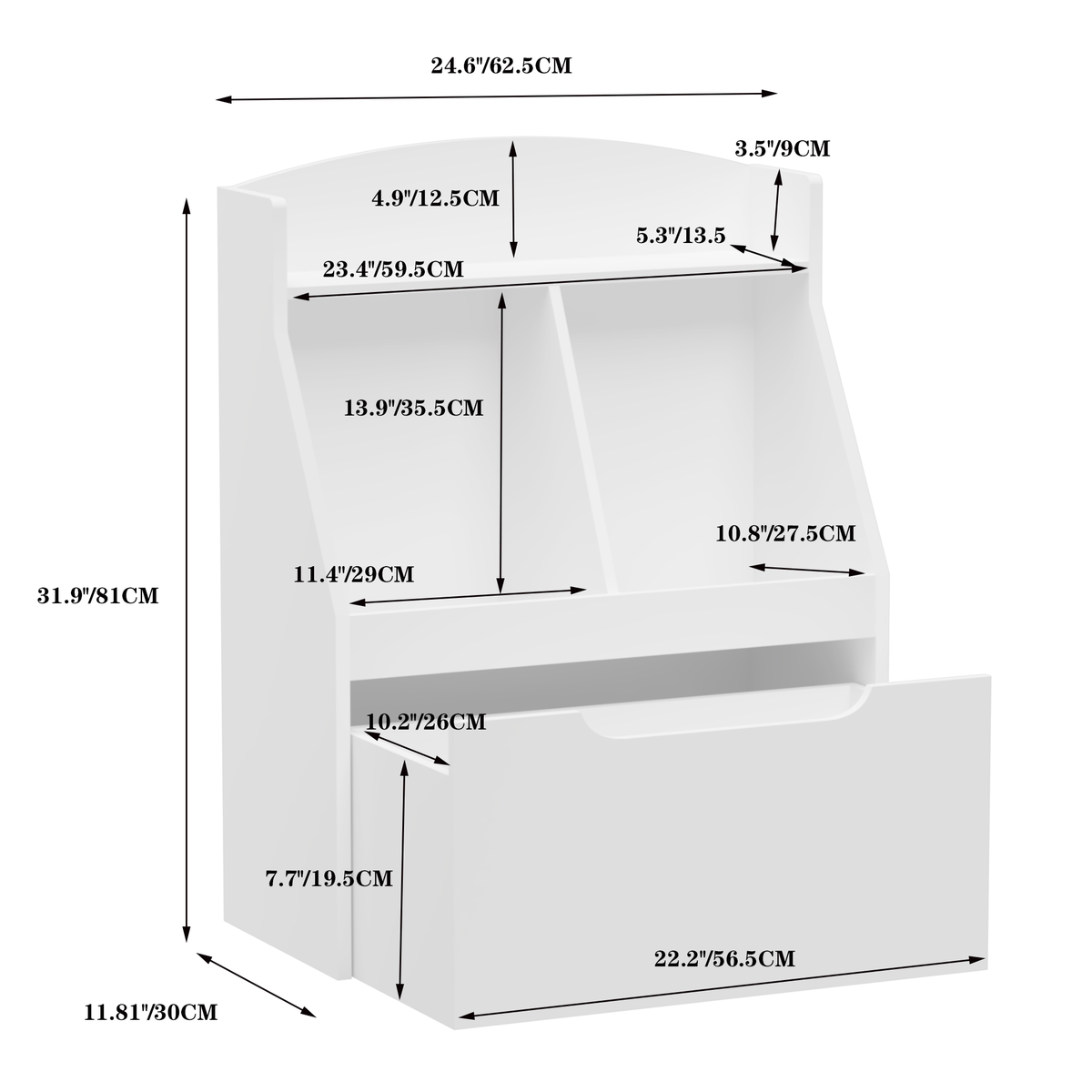 Rolling Book Display Shelf – White Children’s Library Piece