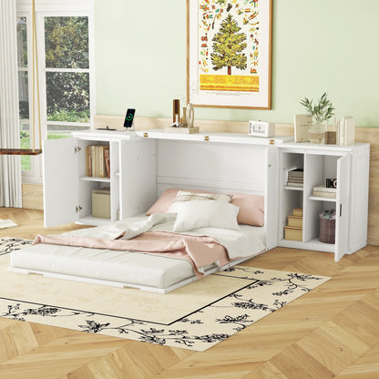 Full Size Murphy Bed with Storage and USB Ports