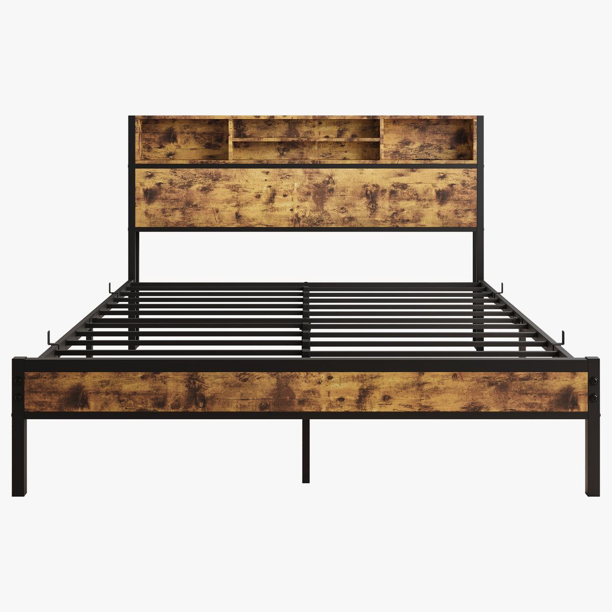 Queen Platform Bed with Charging Station Black