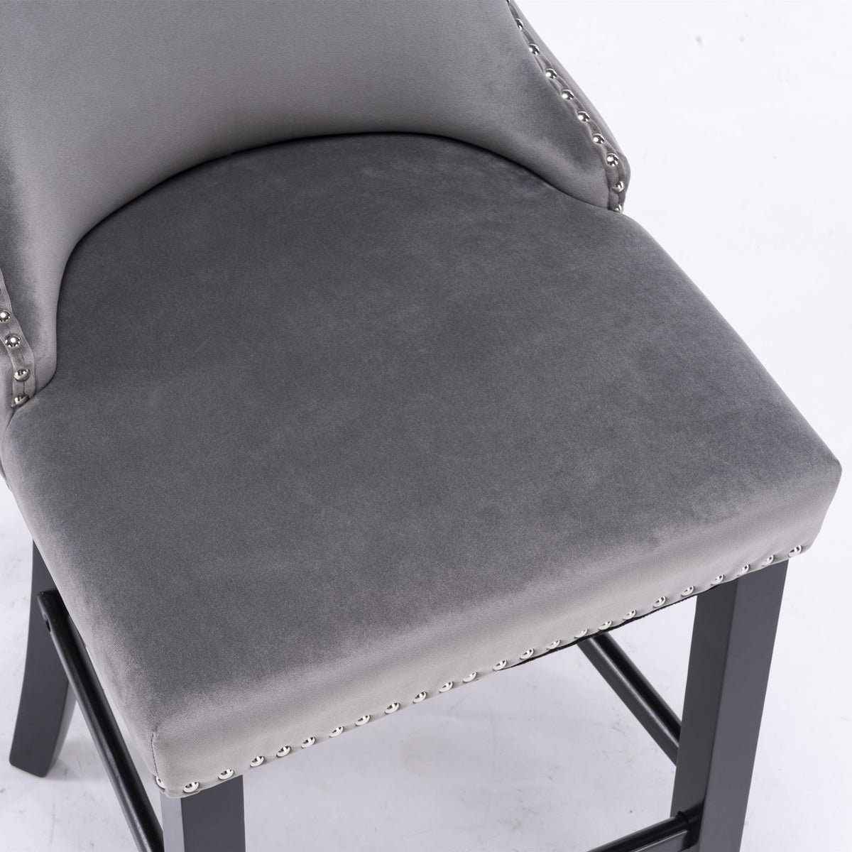 Velvet Wingback Bar Stool Set (2 pcs) – Gray