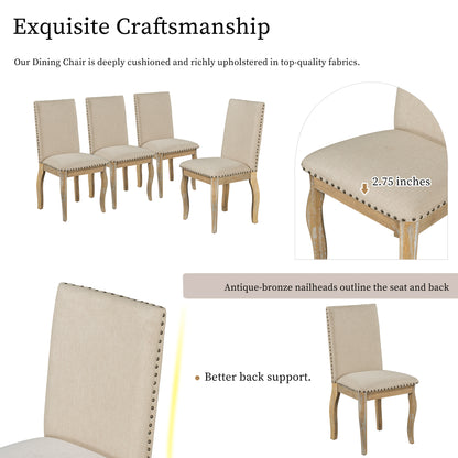 5-Piece Dining Set with Round Table Wood Wash