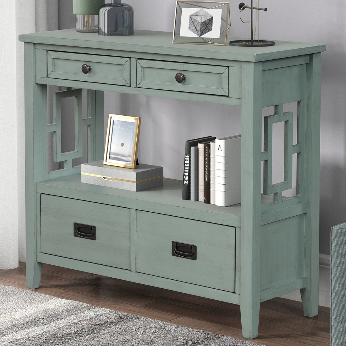 Farmhouse Console Table Blue