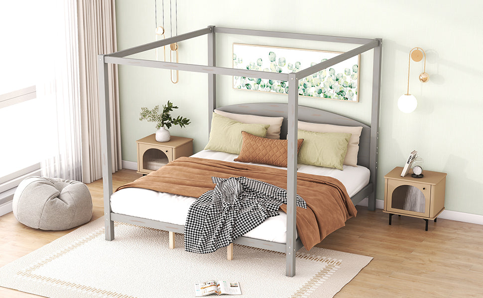 King Canopy Bed Gray Wash