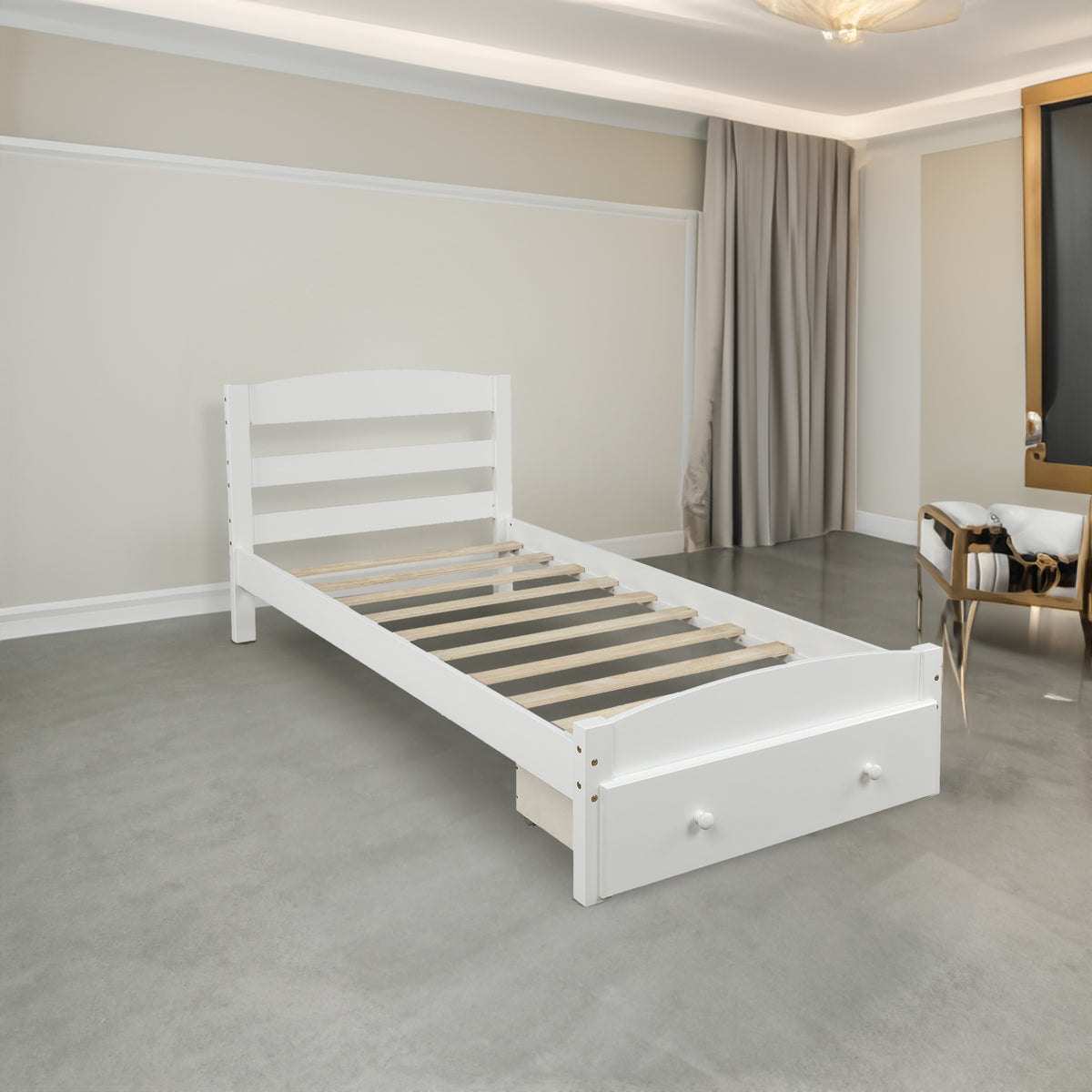 Twin Platform Bed White