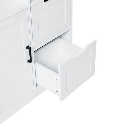 White Bathroom Storage Cabinet with Adjustable Doors