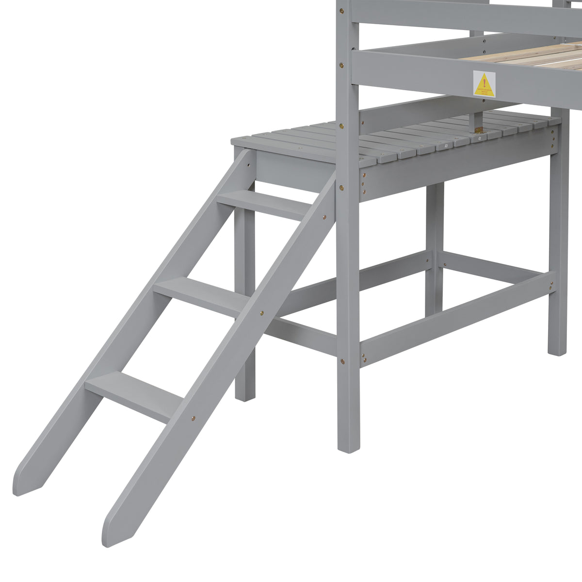 Twin Loft Bed Gray