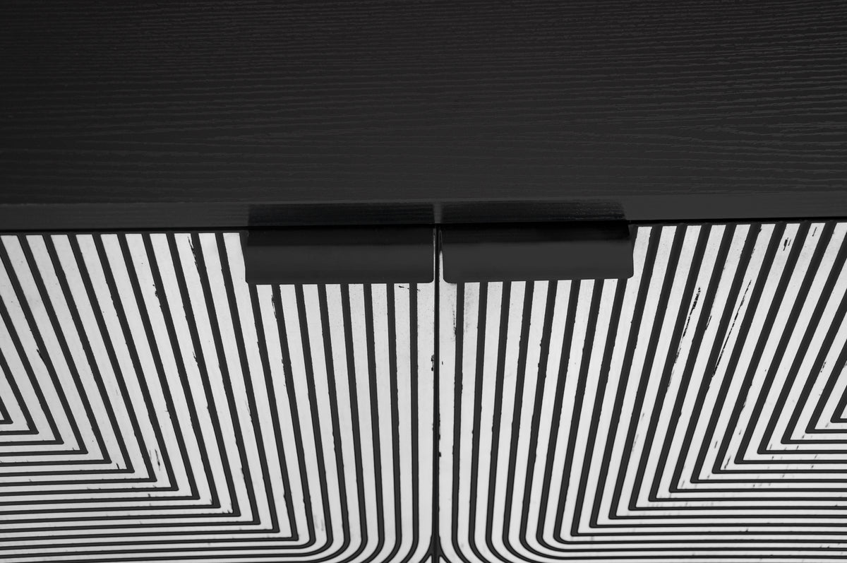 Striped 4-Door Buffet Cabinet