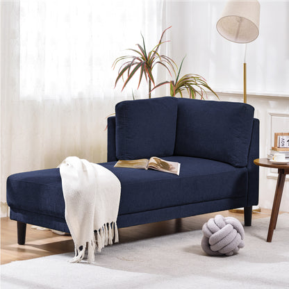 Mid-Century Linen Chaise Lounge – Blue