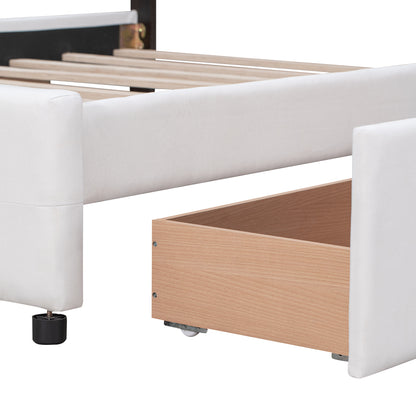 Upholstered Platform Bed Queen Linen
