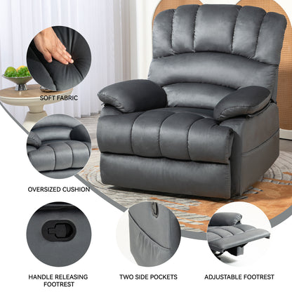 Large Manual Fabric Recliner – Gray