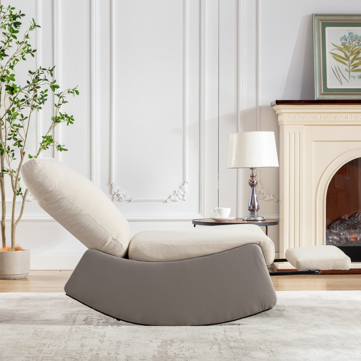 Modern Recliner Chair with Footrest Gray