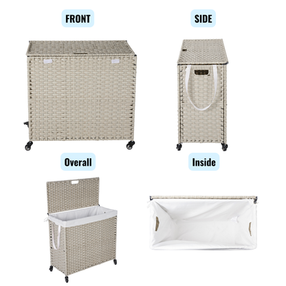 Grey Laundry Hamper with Lid and 2 Removable Bags