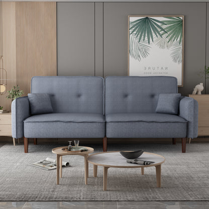 Futon Sofa Bed with Solid Wood Legs Gray