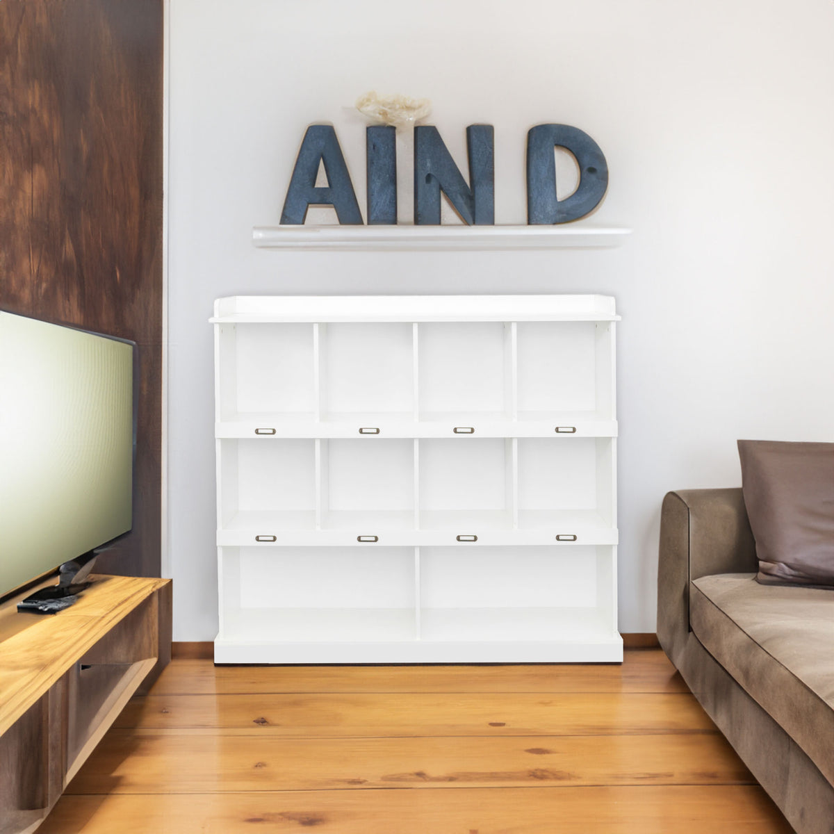 Modern 10-Shelf Bookcase White