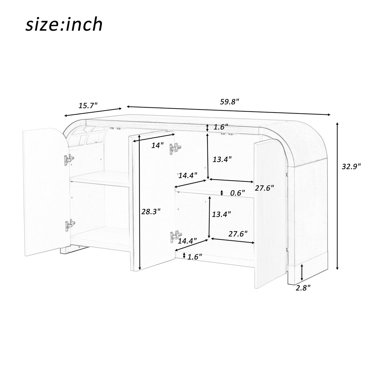 Curved 4-Door Storage