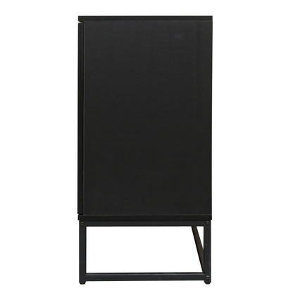 Rattan 4-Door Sideboard Black