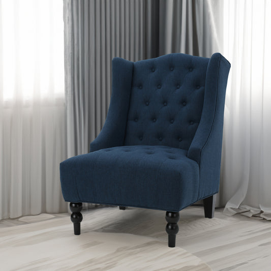 Upholstered Wingback Accent Chair Linen Beige