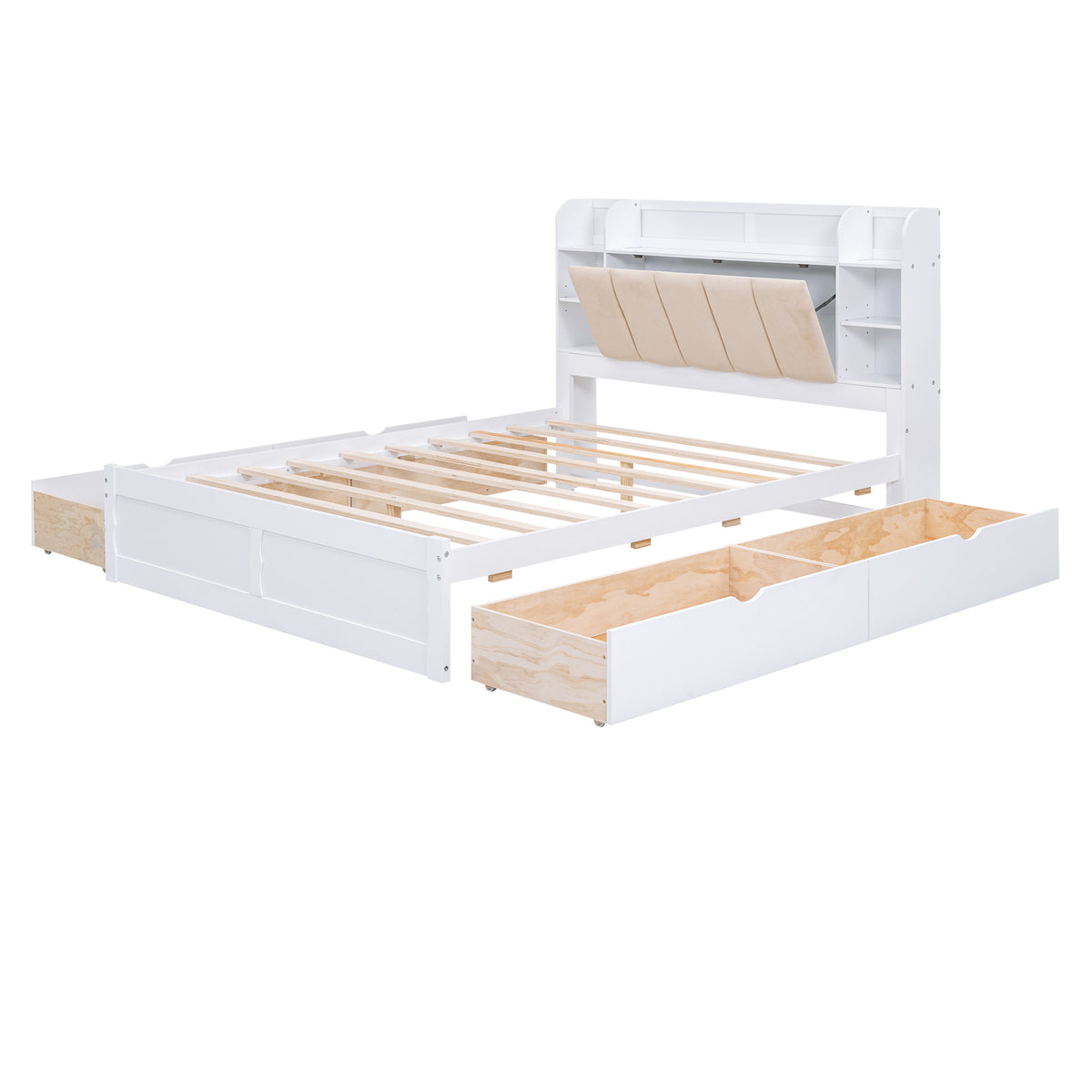 Wood Queen Platform Bed White
