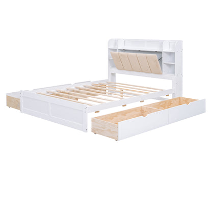 Wood Queen Platform Bed White