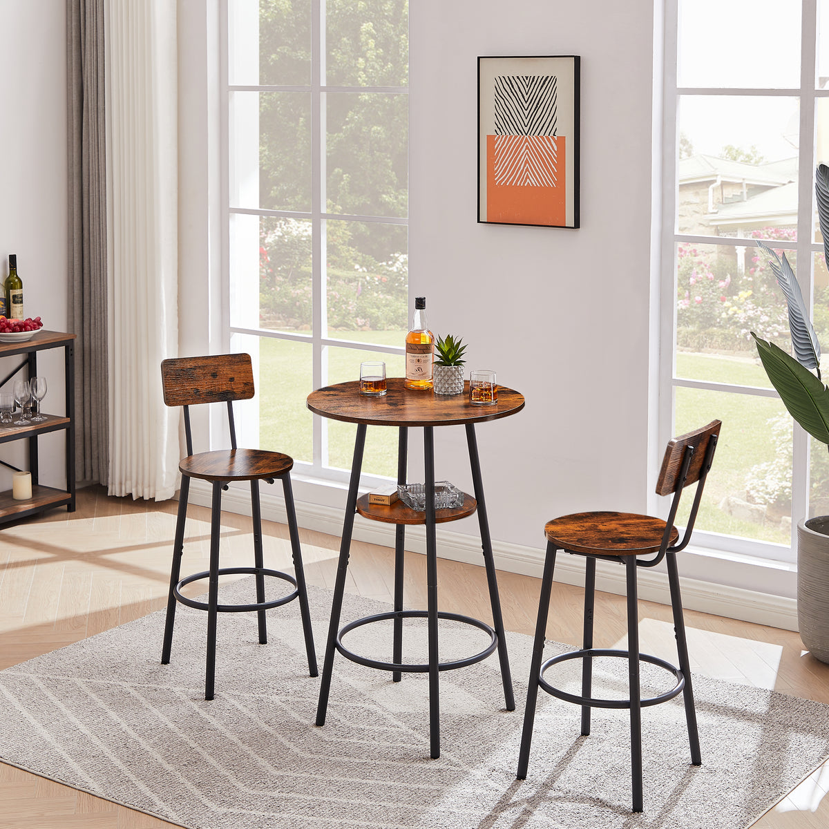 Rustic Brown Bar Stool Set (2pcs)