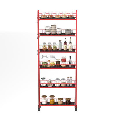 6-Tier Rolling Utility Cart – Red