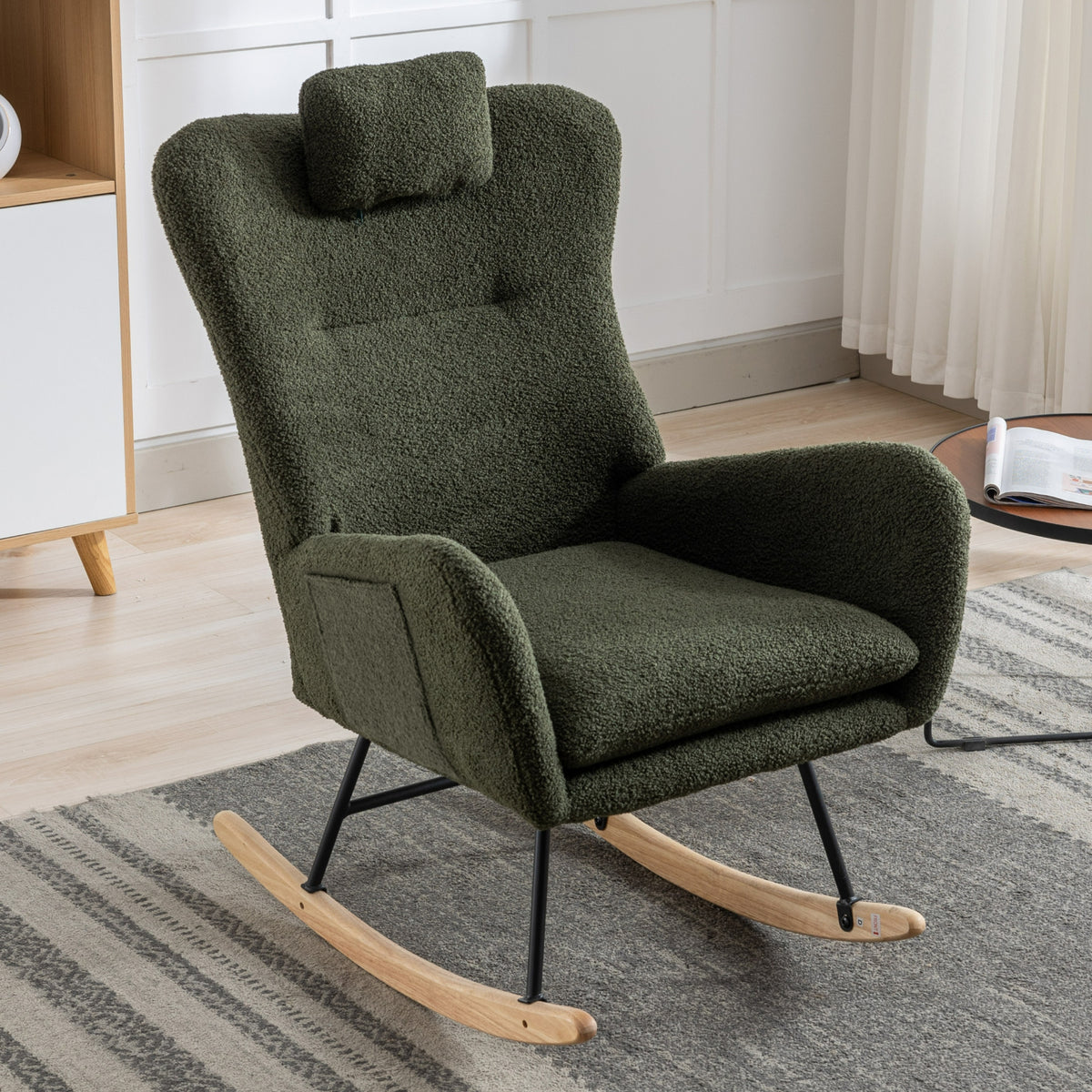 Plush Teddy Rocking Chair – Dark Green