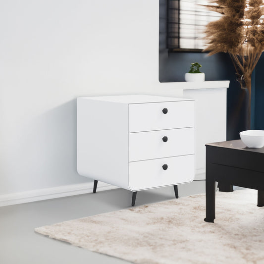 Modern Steel Bedside Table with 3 Drawers