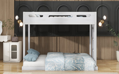 Full Bunk Bed with Ladder White